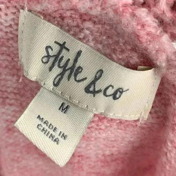 Style & Co Womens knit sweater size M pink cowl neck strawberry milk - Picture 6 of 9